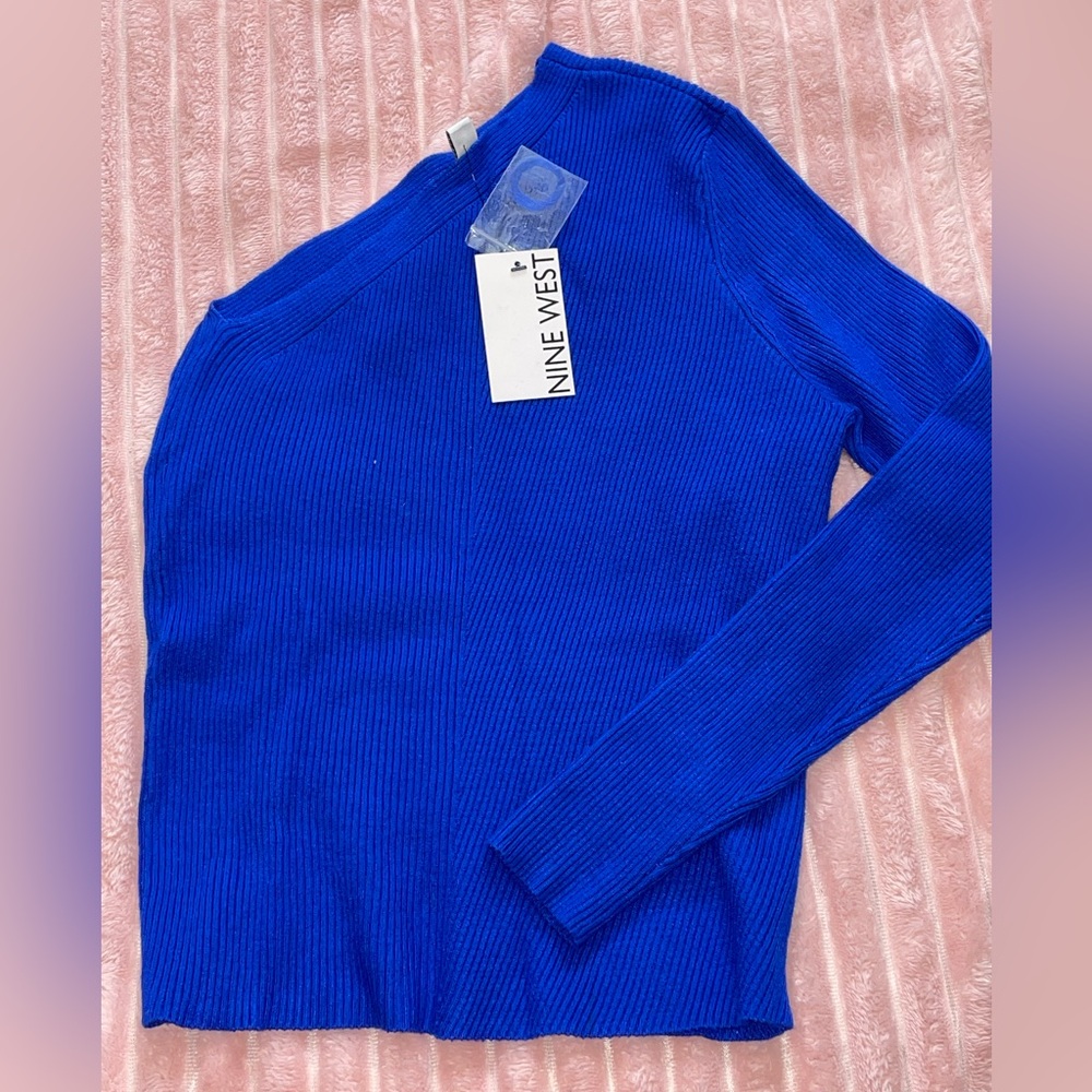 Nine West Off-the-Shoulder Royal Blue Sweater